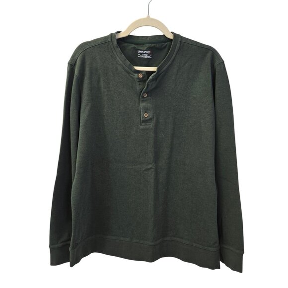 UNTUCKit Other - UNTUCKit Cotton & Viscose Blend Olive Green Henley Sweatshirt Size Large